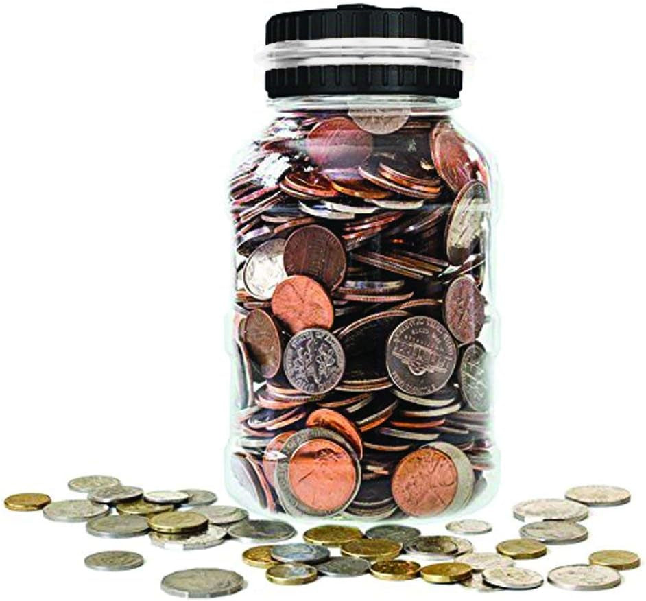 Digital Coin Bank, 2.5L Coin Piggy Bank Counter LCD Counting Coin Money Bank Toys Gifts (Silver)