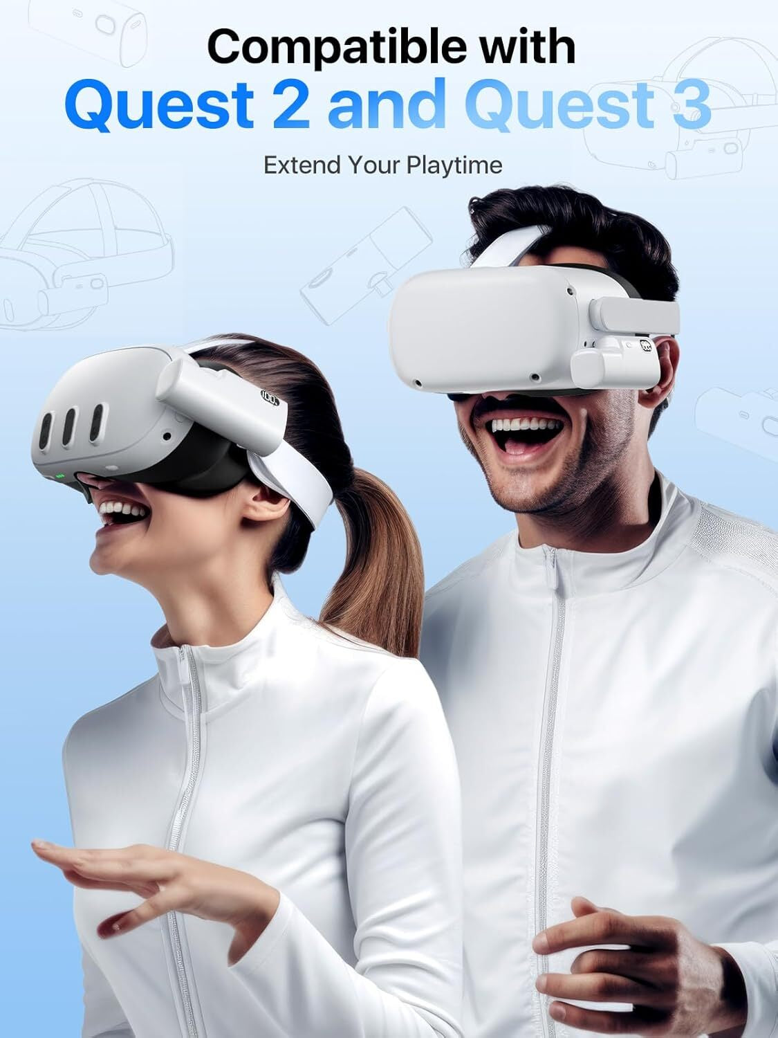Battery Pack for Meta Quest 3/3S and 2, Accessories for Oculus Quest 2/3/3S,