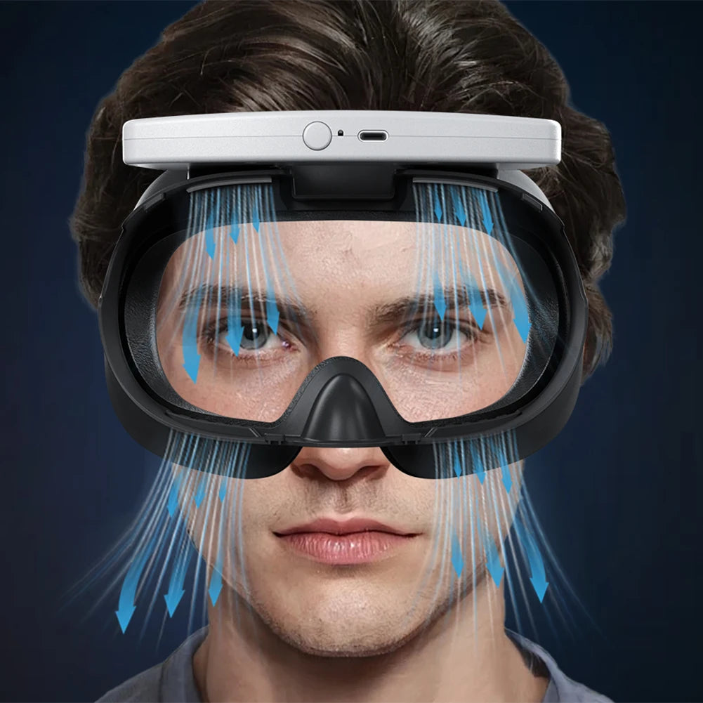 For VR Headset Cooling Fan with Facial Interface Face Cover Defogging 3 Speeds Air Circulation Breathable Fan