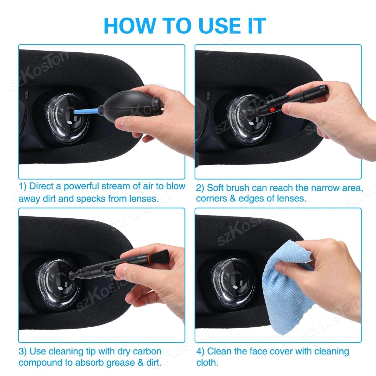Universal VR Headset Cleaning Kit Anti-Scratch Optical Lens Cleaning Pen Compatible with Meta Quest 3S Quest 2 /3 PSVR2 Pico 4