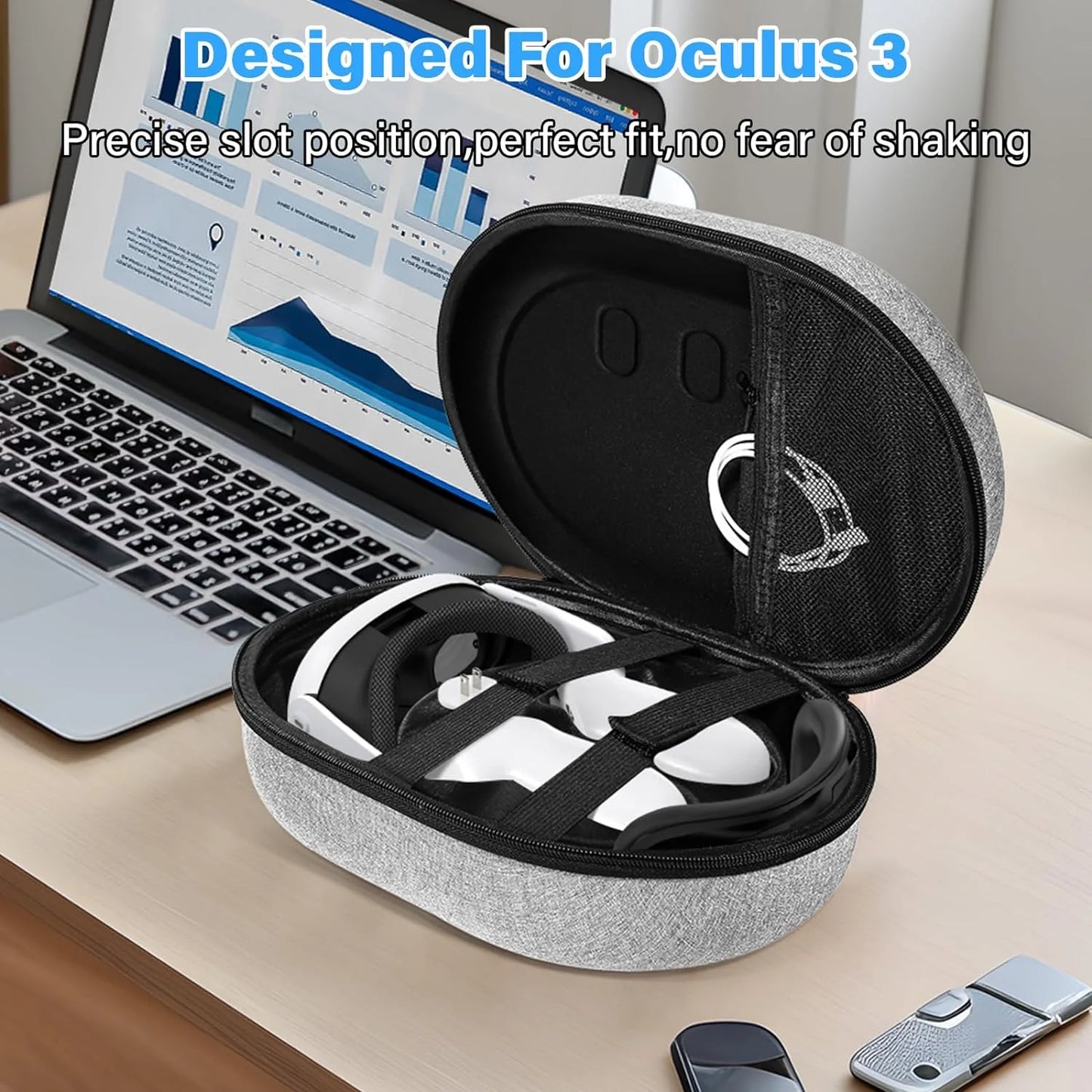 VR Headset Protective Box for Meta Quest 3 Carrying Case EVA Hard Shell Portable Travel Storage Bag for Meta Quest 3 Accessories