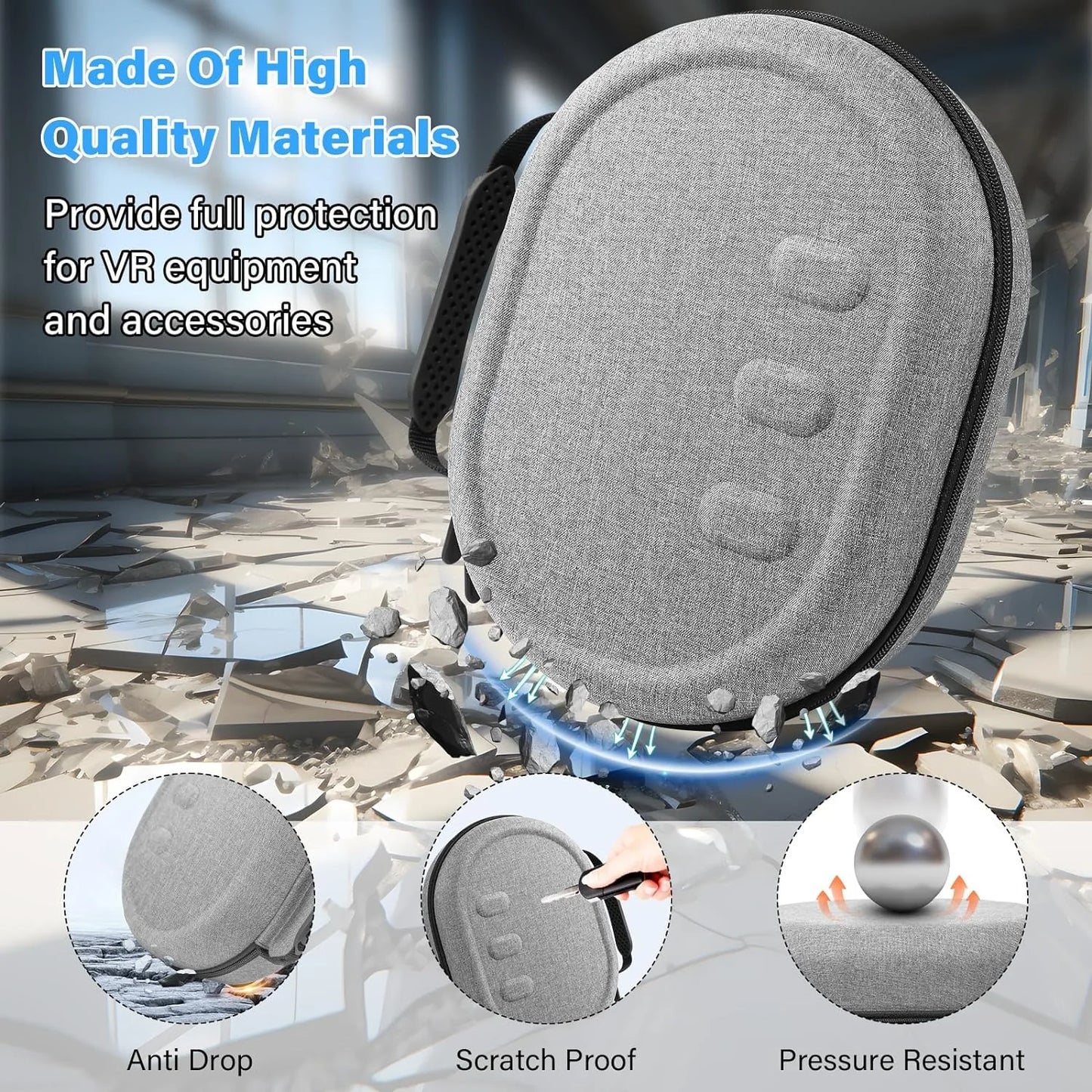 VR Headset Protective Box for Meta Quest 3 Carrying Case EVA Hard Shell Portable Travel Storage Bag for Meta Quest 3 Accessories