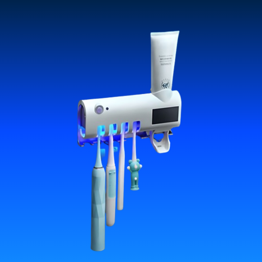 UV Light Toothbrush Sterilizer & Automatic Toothpaste Dispenser – Wall-Mount, Antibacterial, Safe & Convenient