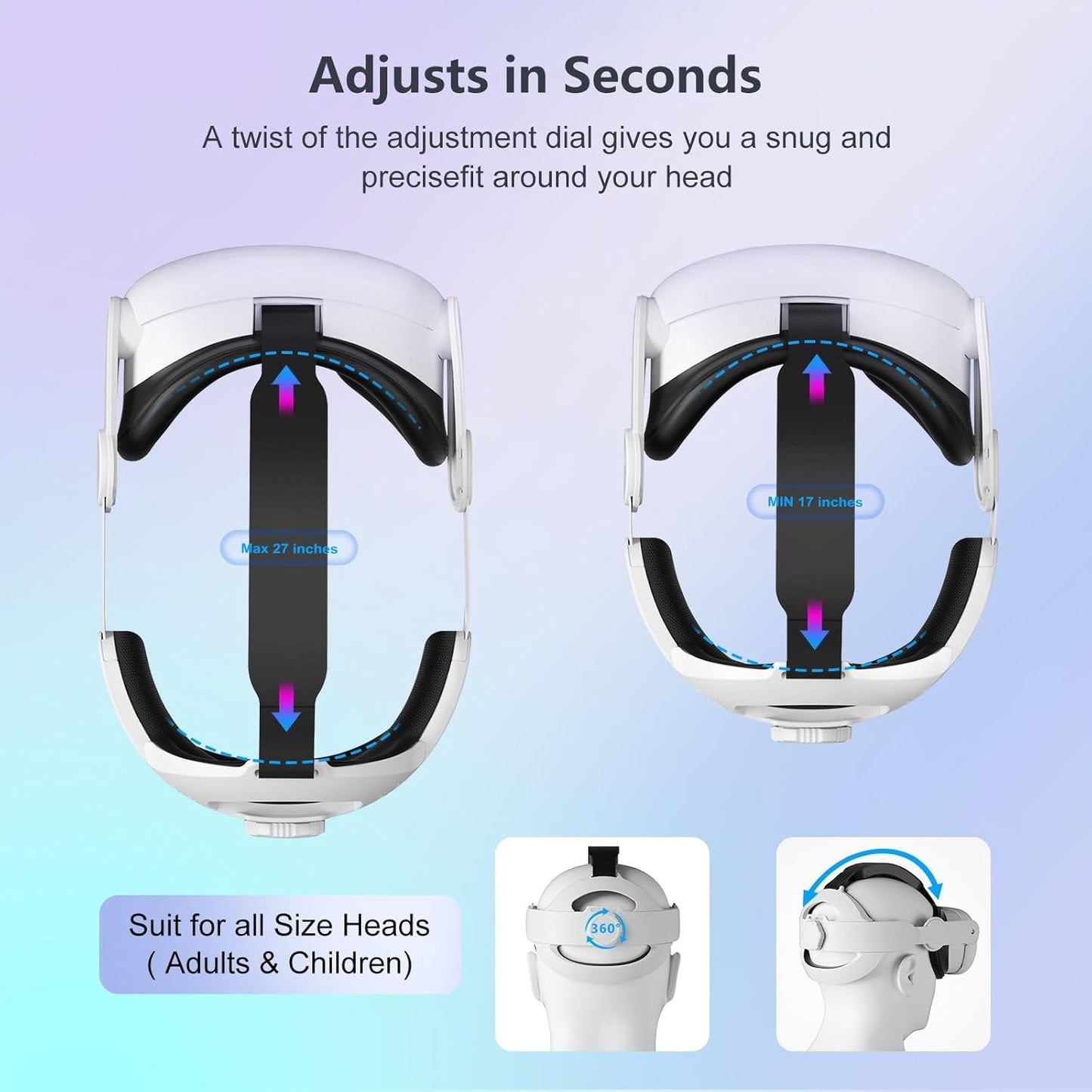 Head Strap for Meta Quest 3/Quest 3S-Comfortable Lightweight Adjustable Elite
