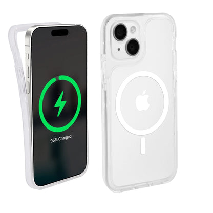 Magnetic Velo Phone Case for Iphone 16E/16/15, White/Clear
