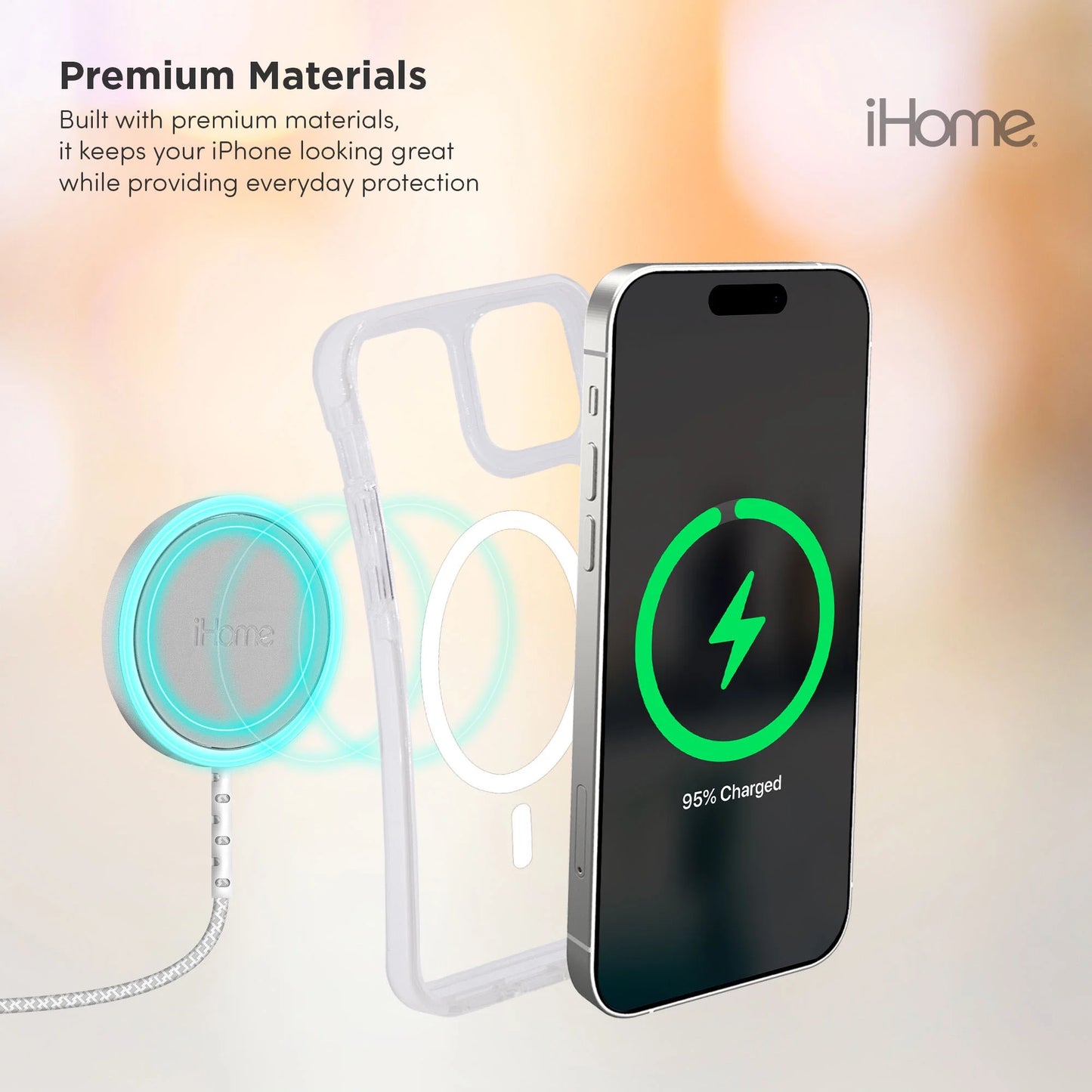 Magnetic Velo Phone Case for Iphone 16E/16/15, White/Clear