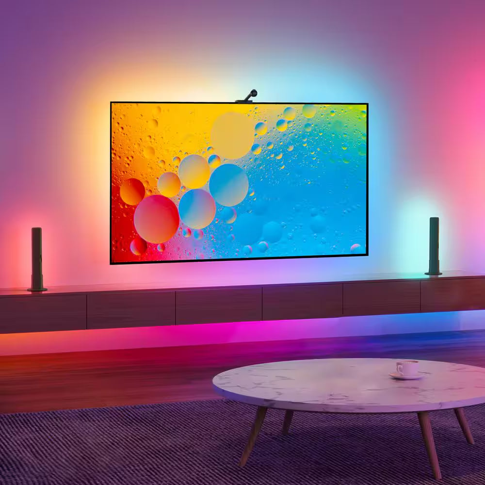 RGBIC TV Backlight Kit 12.5 Ft. Smart LED Strip Light with Camera and Two Light Bars for 55-65 In. Tvs Wi-Fi Enabled