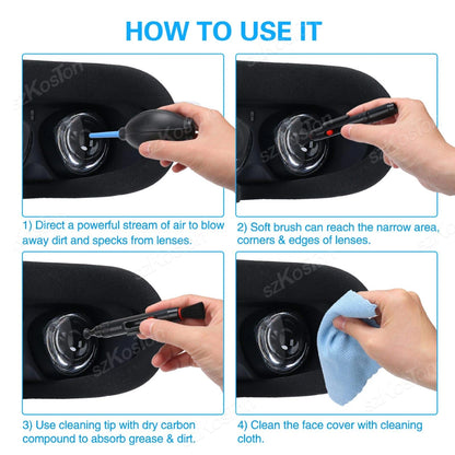 Universal VR Headset Cleaning Kit Anti-Scratch Optical Lens Cleaning Pen Compatible with Meta Quest 3S Quest 2 /3 PSVR2 Pico 4