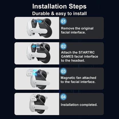 For  VR Headset Cooling Fan with Facial Interface Face Cover Defogging 3 Speeds Air Circulation Breathable Fan