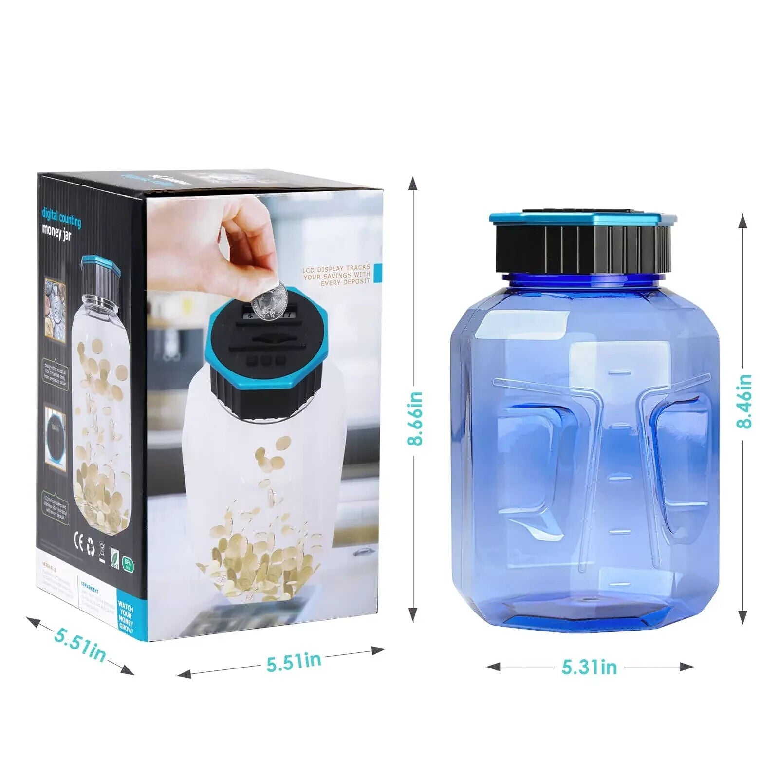Xlarge Piggy Bank for Adults Kids Digital Coin Counting Bank with LCD Counter