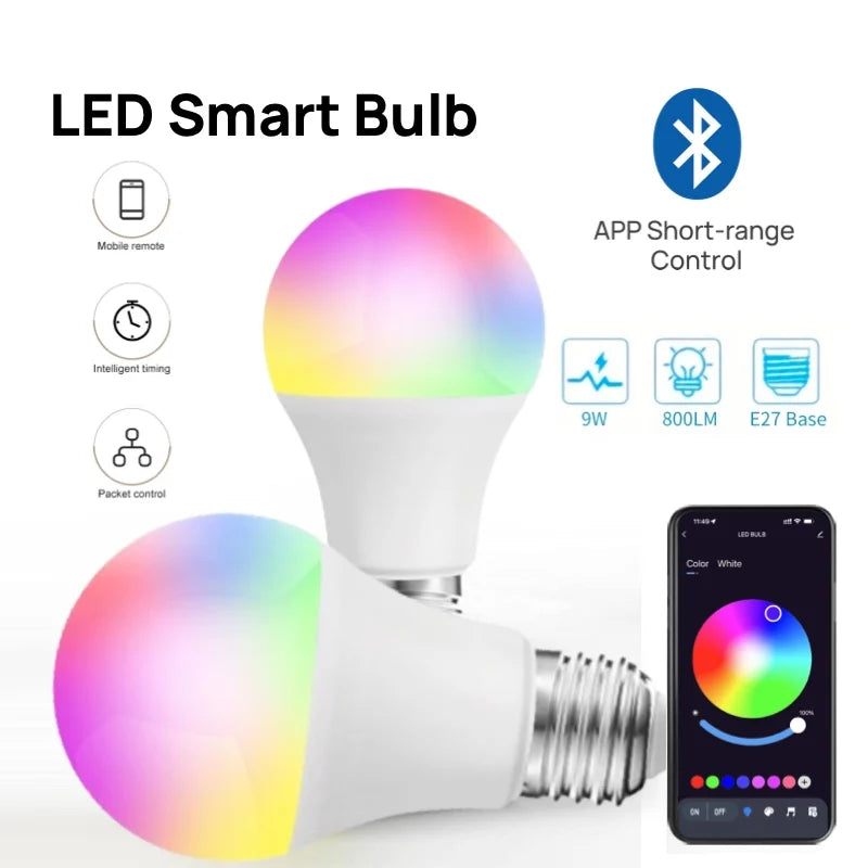 EU E27 Tuya Smart LED Light Bulb Bulb,Short Range Wireless Connect Smart Light Bulb, Works with Tuya Smart&Smart Lifeapp