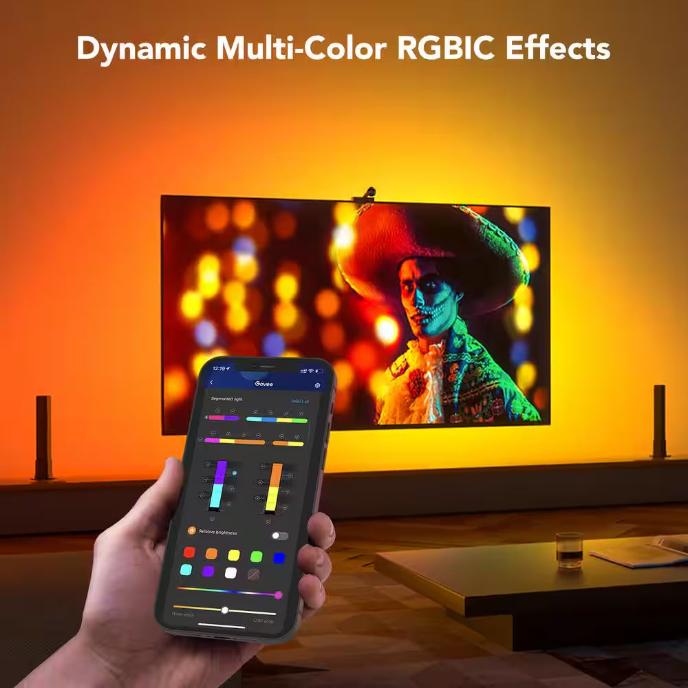 RGBIC TV Backlight Kit 12.5 Ft. Smart LED Strip Light with Camera and Two Light Bars for 55-65 In. Tvs Wi-Fi Enabled