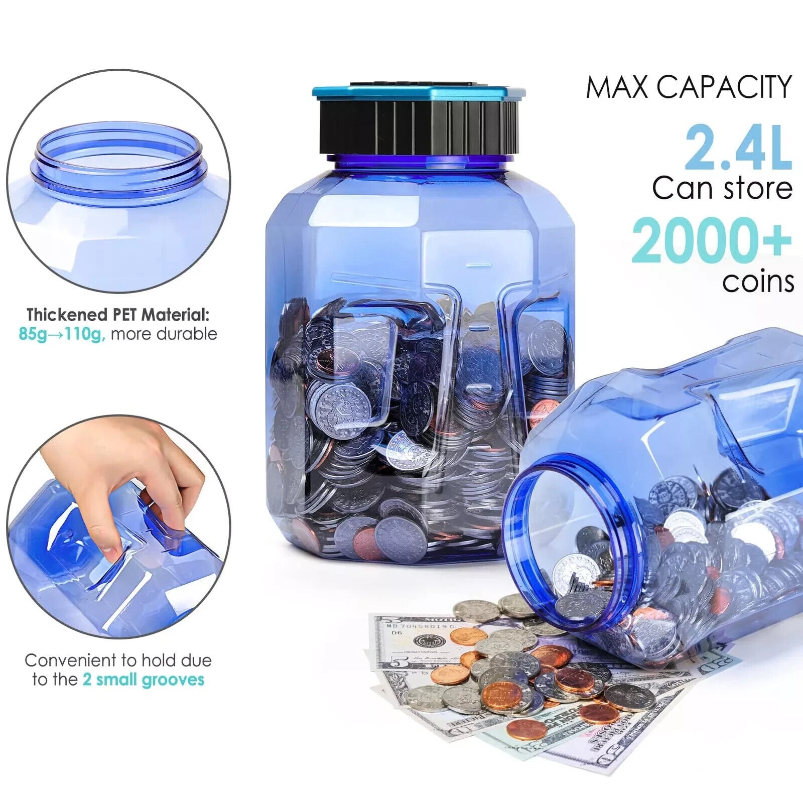 Xlarge Piggy Bank for Adults Kids Digital Coin Counting Bank with LCD Counter