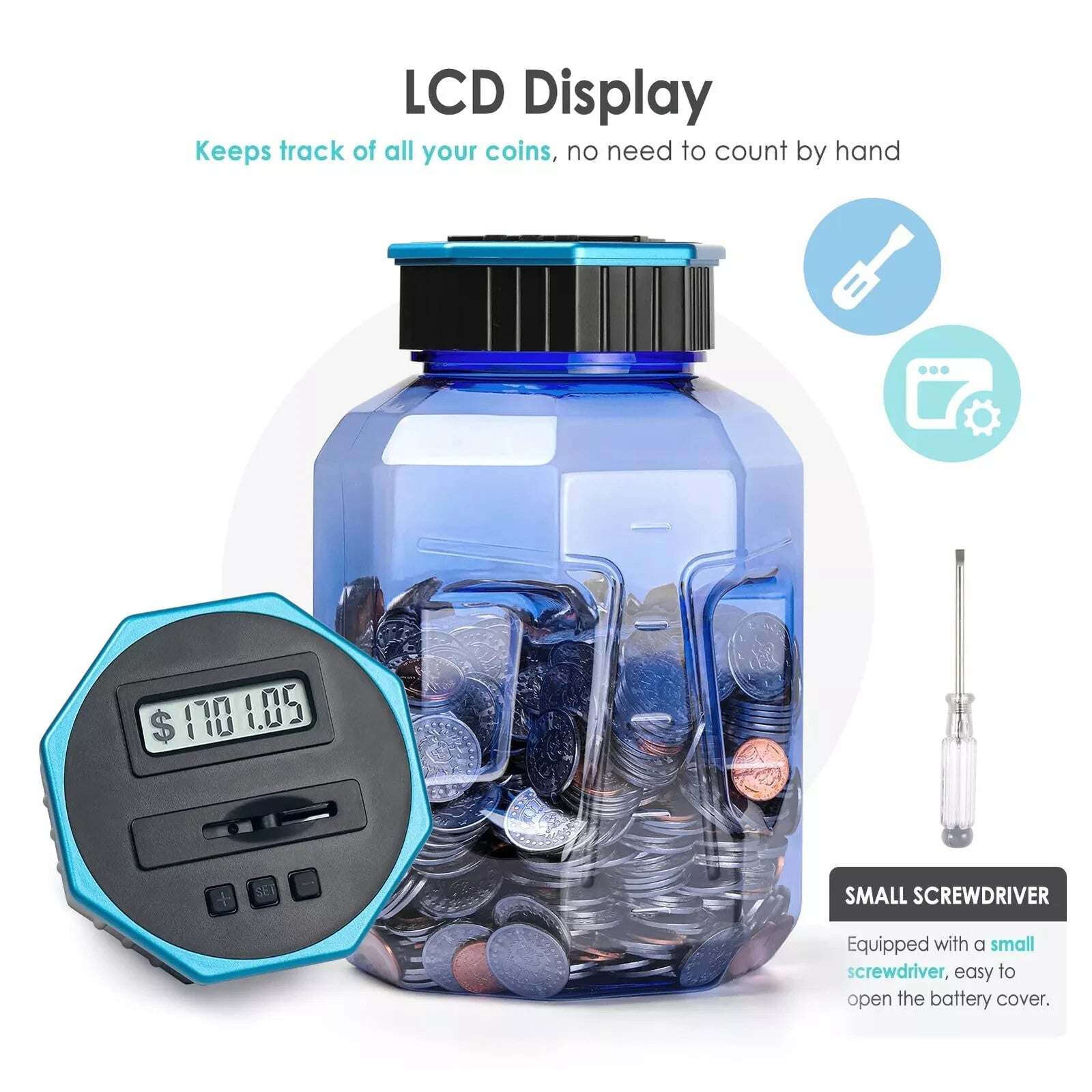 Xlarge Piggy Bank for Adults Kids Digital Coin Counting Bank with LCD Counter