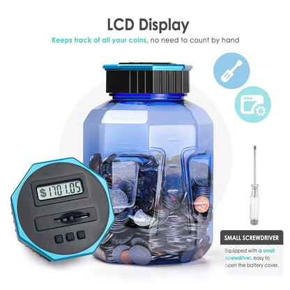 Xlarge Piggy Bank for Adults Kids Digital Coin Counting Bank with LCD Counter