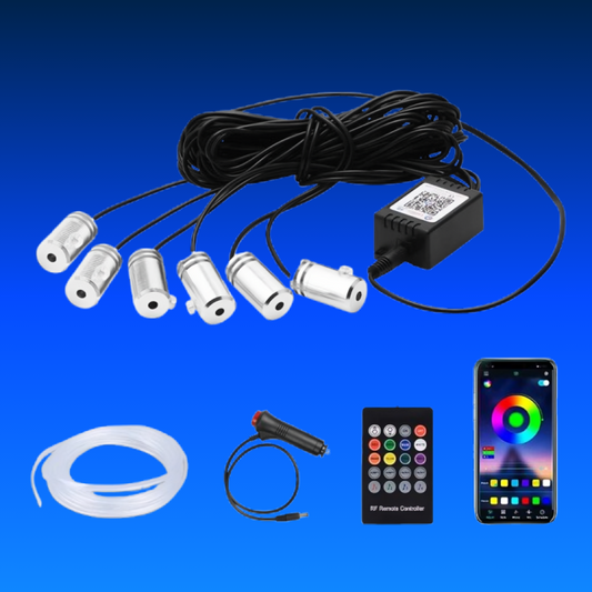 LED Car Interior Ambient Strip Lights | RGB Fiber Optic Neon Lighting Kit | APP & Bluetooth Control | 16 Million Colors & 29 Modes
