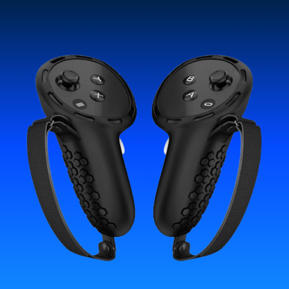 Protection Cover for Meta Quest 3 VR Touch Controller – Anti-Fall Silicone Handle Grip Skin with PU Leather Straps