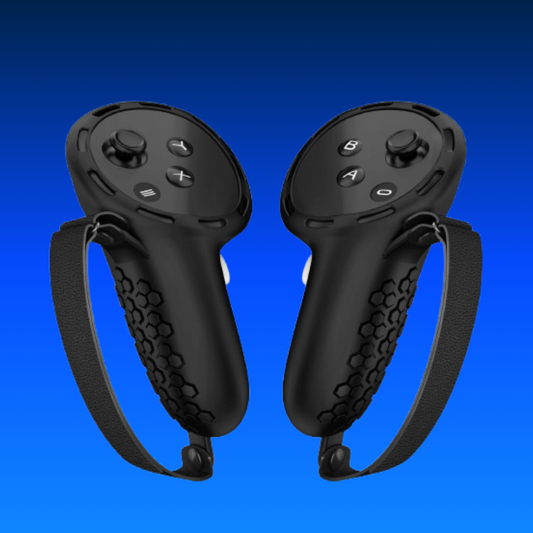 Protection Cover for Meta Quest 3 VR Touch Controller – Anti-Fall Silicone Handle Grip Skin with PU Leather Straps
