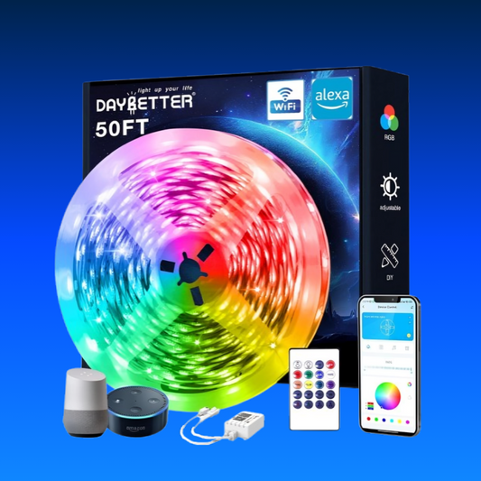 Smart WiFi LED Lights – 50 FT RGB Strip with Alexa & Google Assistant