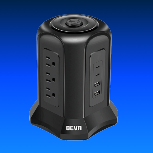 BEVA 13-in-1 Tower Power Strip with USB Ports – Surge Protector & Smart Charging Station