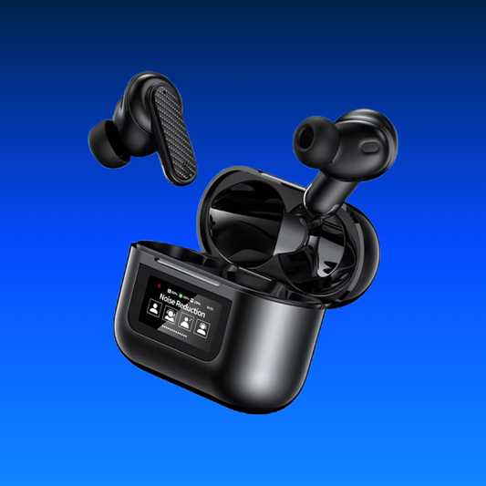 YW08 BT Wireless Earphones with Smart LCD Touch Screen — ANC, 9D Surround Sound, Waterproof Sports Earbuds