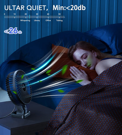 USB Desk Fan, Mini Portable Fans, 3 Speeds Desktop Table Cooling Fan, Plug in Power, Rotation Strong Wind, Quiet Personal Small for Home Office Travel Bedroom, Black Blue