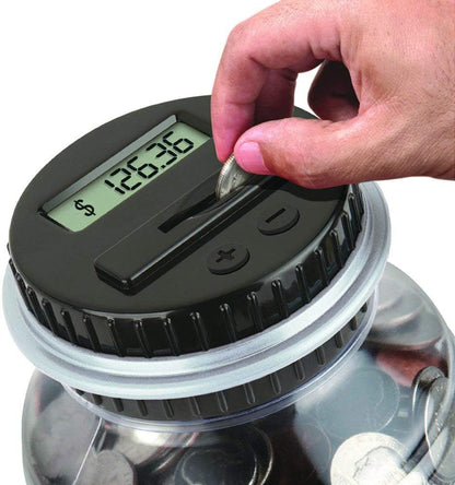 Digital Coin Bank, 2.5L Coin Piggy Bank Counter LCD Counting Coin Money Bank Toys Gifts (Silver)