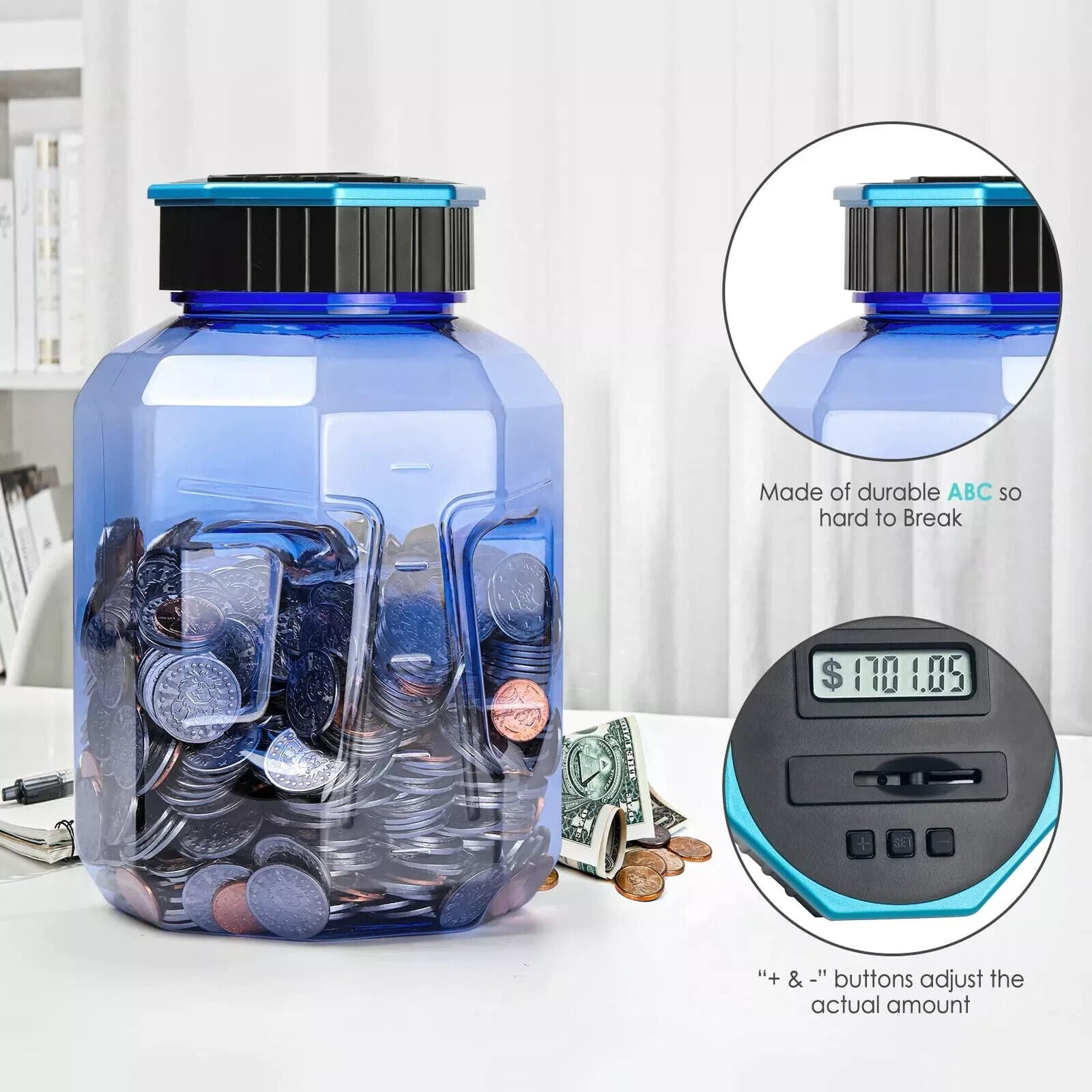 Xlarge Piggy Bank for Adults Kids Digital Coin Counting Bank with LCD Counter