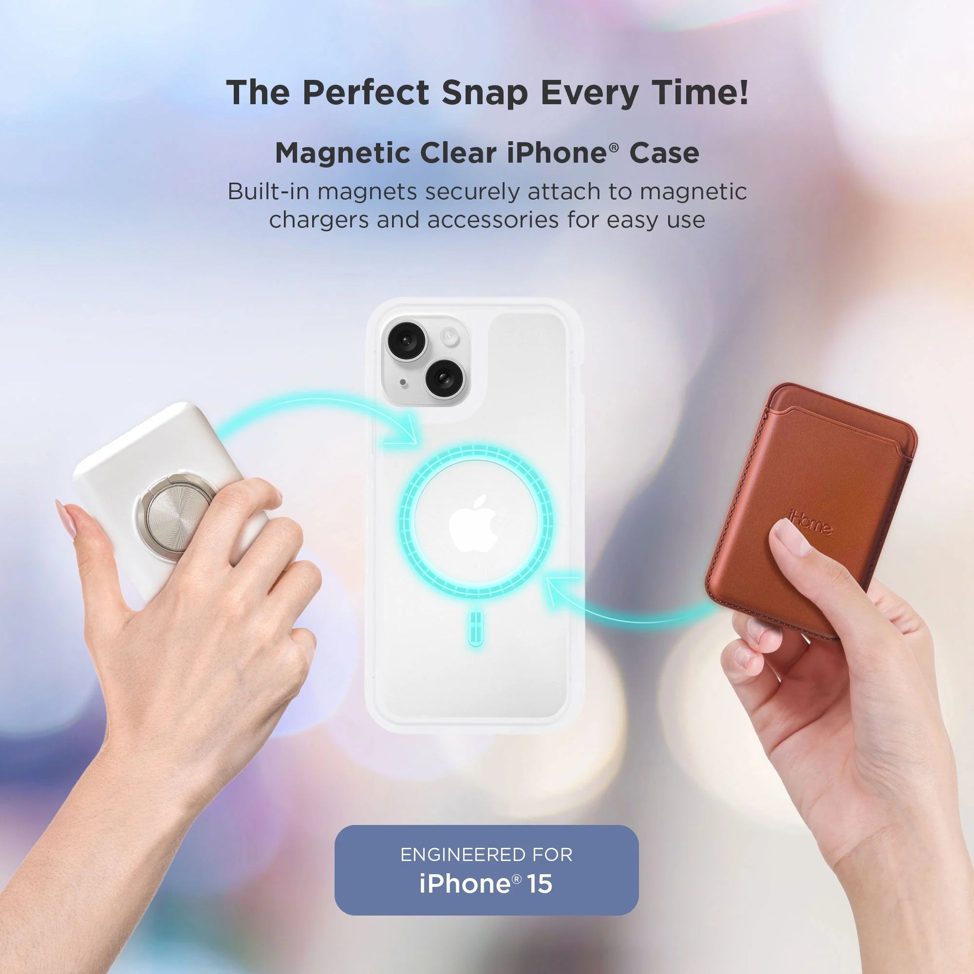 Magnetic Velo Phone Case for Iphone 16E/16/15, White/Clear