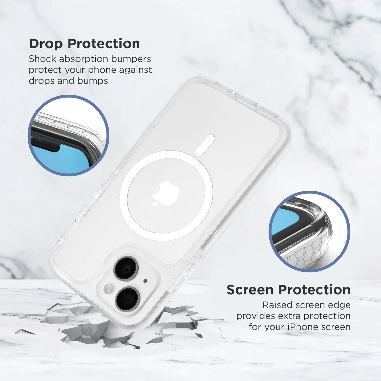 Magnetic Velo Phone Case for Iphone 16E/16/15, White/Clear