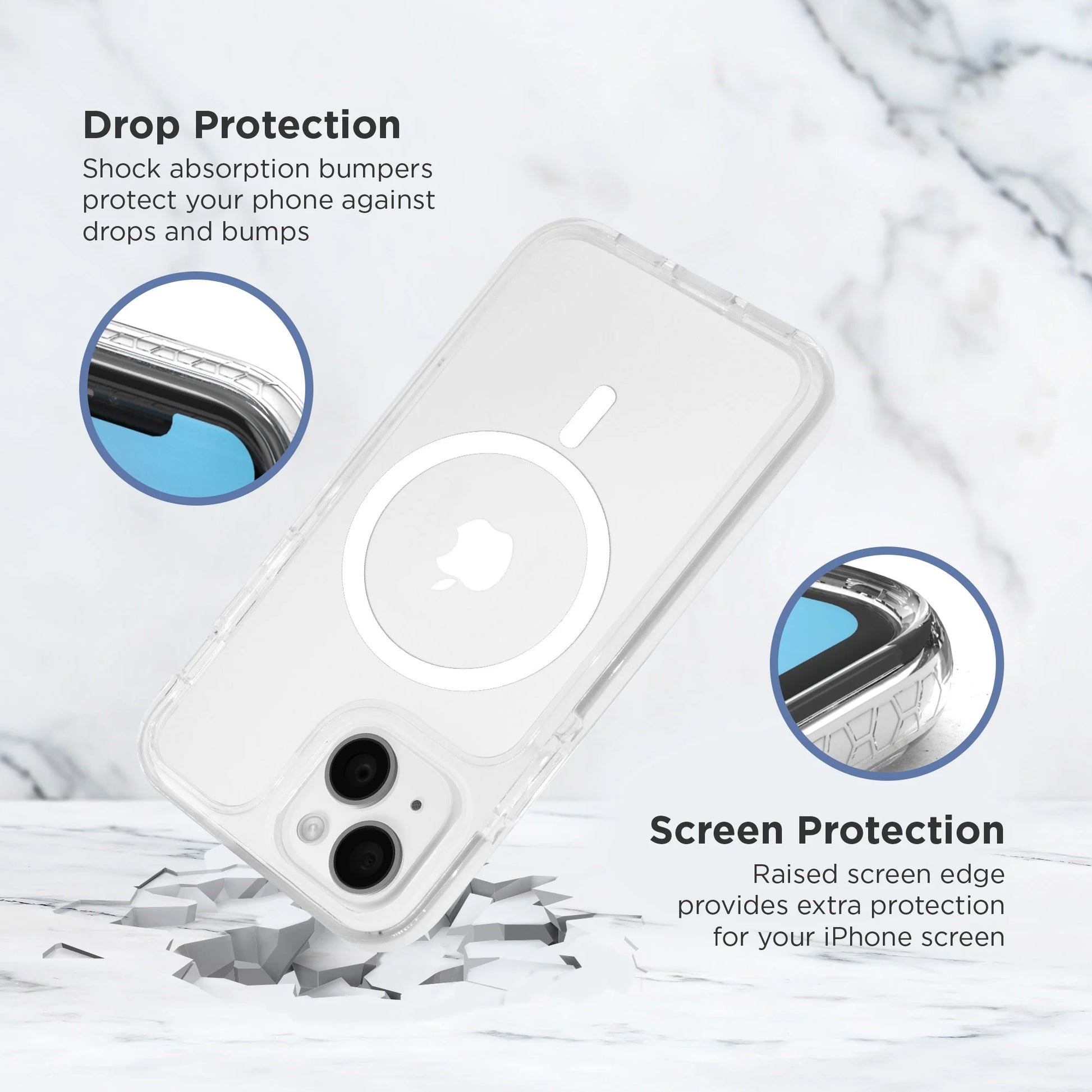 Magnetic Velo Phone Case for Iphone 16E/16/15, White/Clear