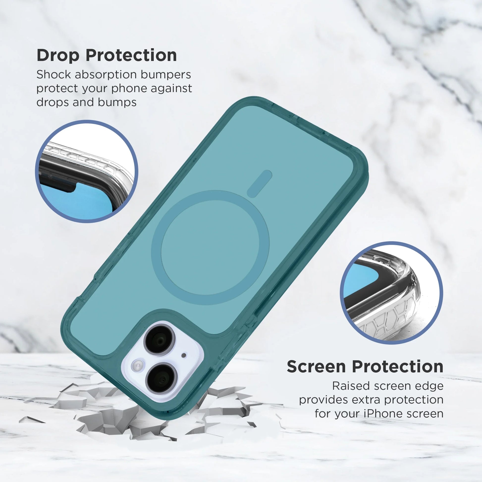 Magnetic Velo Phone Case for Iphone 16E/16/15, Dark Blue