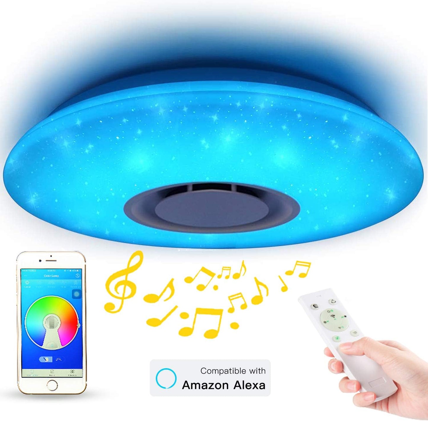 LED Ceiling Light Dimmable Color Changing 36W Starlight with Remote Control (Compatible with Amazon Alexa)