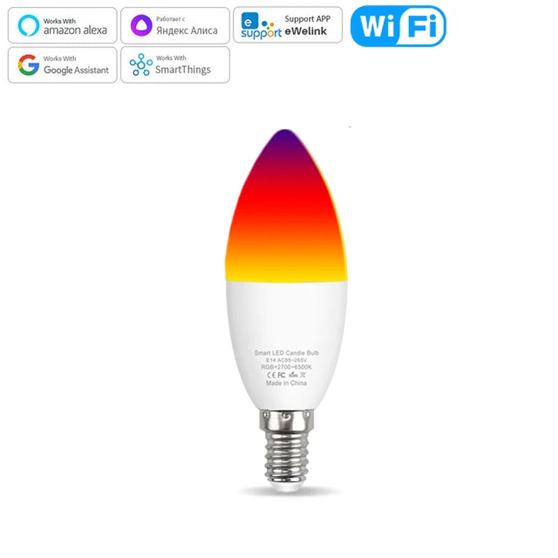 Smart E14 Led Light Bulb Zigbee RGBCW Led Lamp Works with Alexa Amazon Google Home Yandex Alice Smartthings