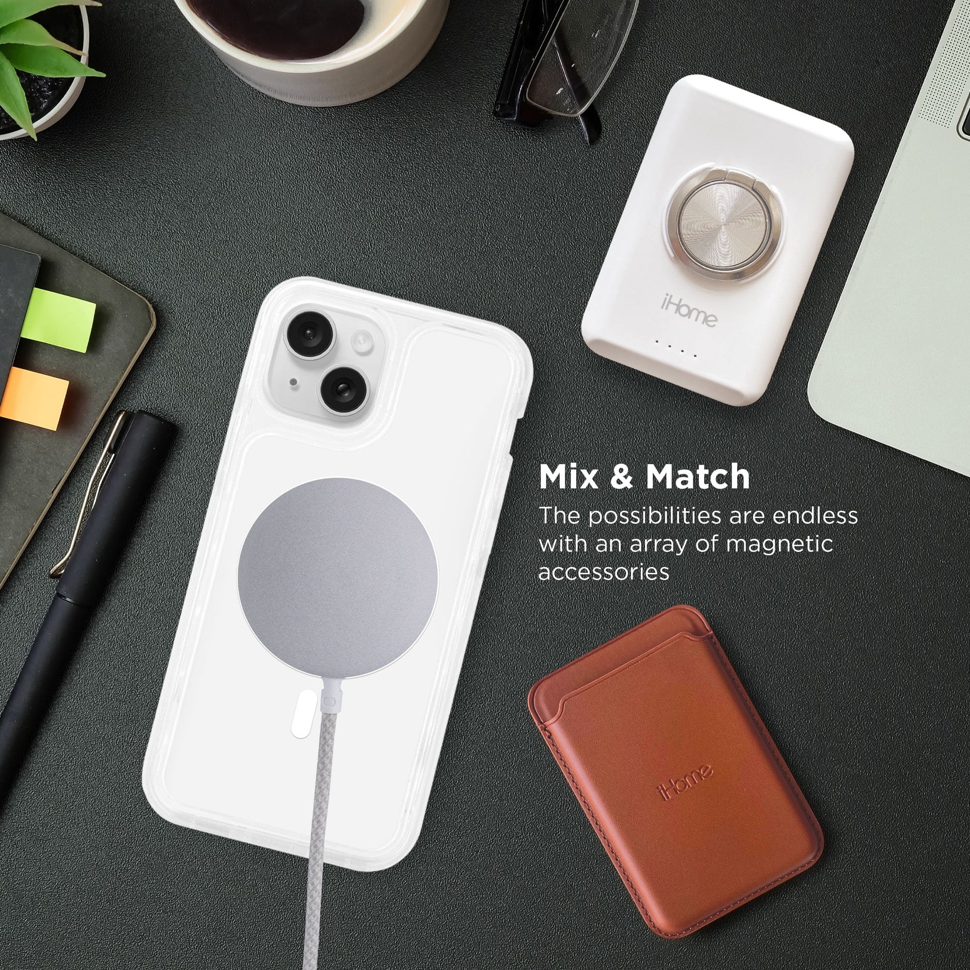 Magnetic Velo Phone Case for Iphone 16E/16/15, White/Clear